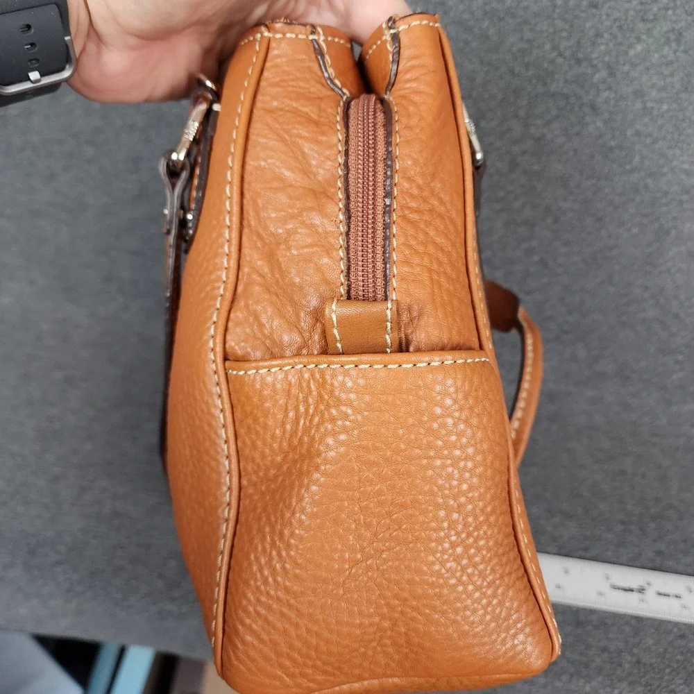Fossil Cognac Pebbled‎ Leather Satchel Handbag ZB9962 Brown Key Charm